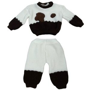 Knit Jogger Set 2pcs 🐄 | Unisex Baby 3-6month | White Brown
